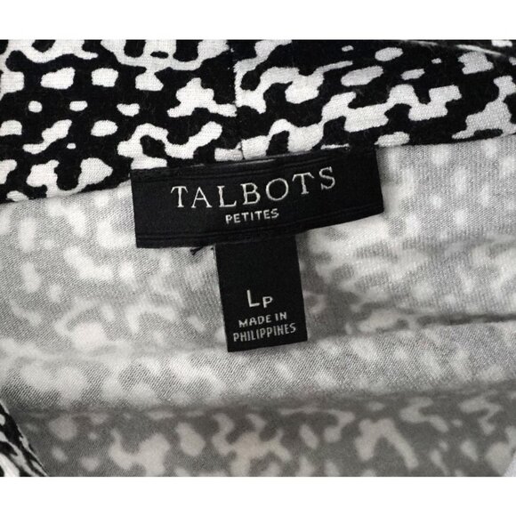 Talbots Black White V-Neck Stretch Career Blouse Formal Top Shirt Size LP - Picture 3 of 4